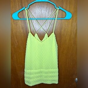 Candies Bright Neon Yellow Green Tank Spring Summer Polka Dot Babydoll